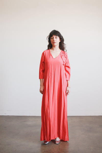 1990s Salmon Crepe Long Maxi Dress