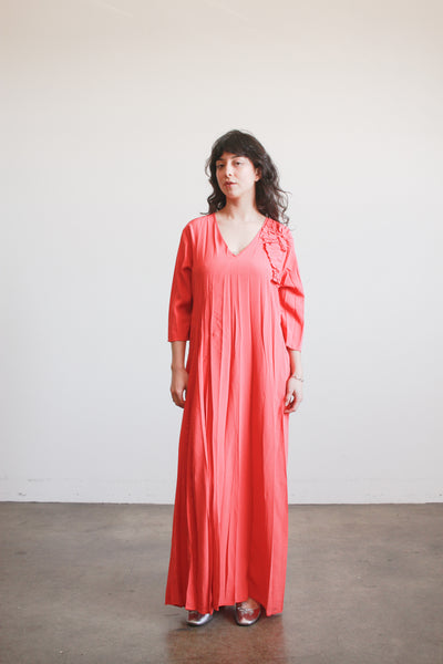 1990s Salmon Crepe Long Maxi Dress