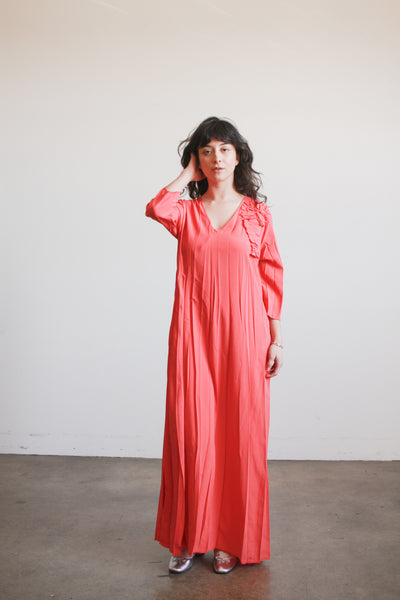 1990s Salmon Crepe Long Maxi Dress