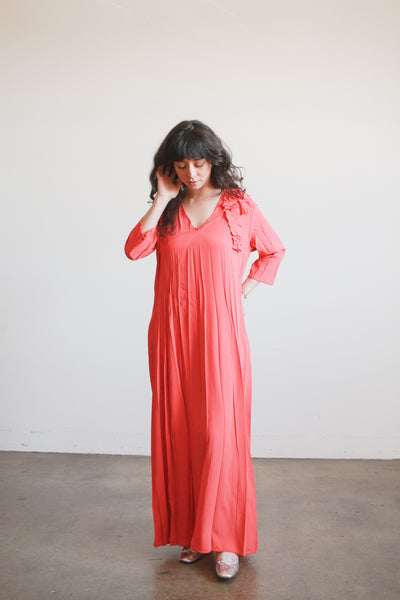 1990s Salmon Crepe Long Maxi Dress