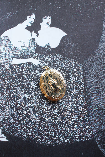 Vintage Gold Praying Hands Locket Charm