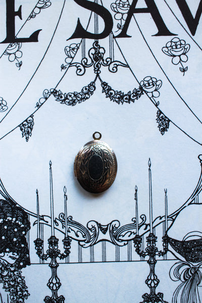 Vintage Mixed Metal Etched Oval Charm