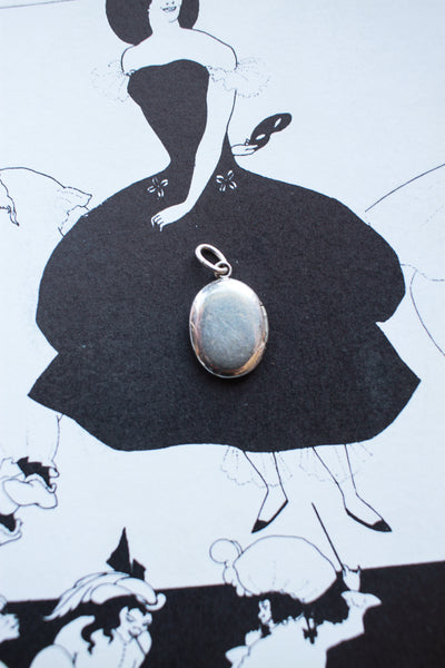 Vintage Silver Etched Potted Plant Locket Charm