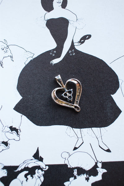 Vintage Silver Heart Encrusted Charm