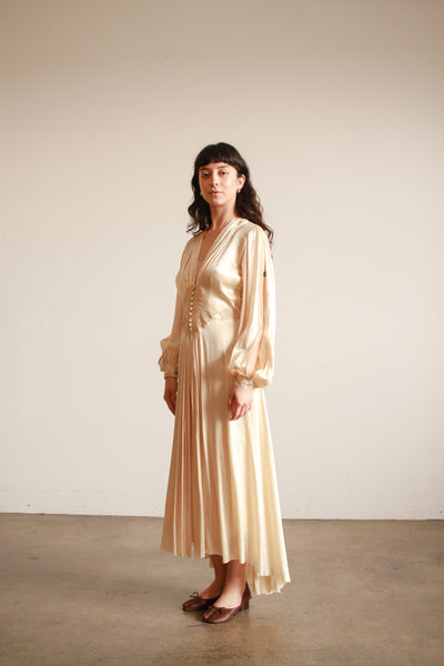 1940s Charmeuse Slipper Satin Night Dress