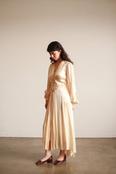 1940s Charmeuse Slipper Satin Night Dress