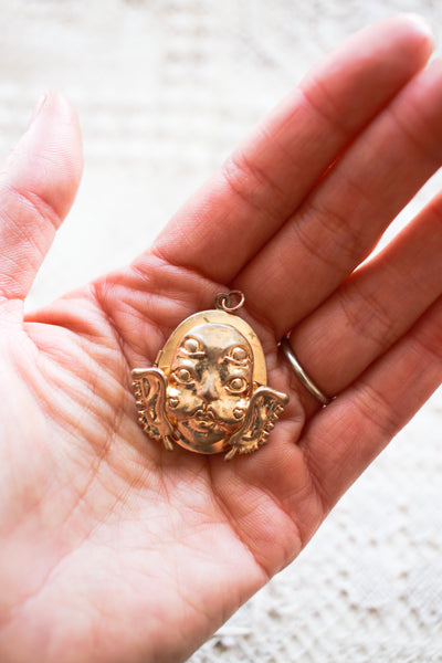 Brass Portals Mask Locket Charm