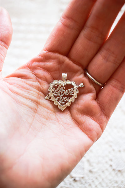 Vintage Silver I Love You Heart Charm