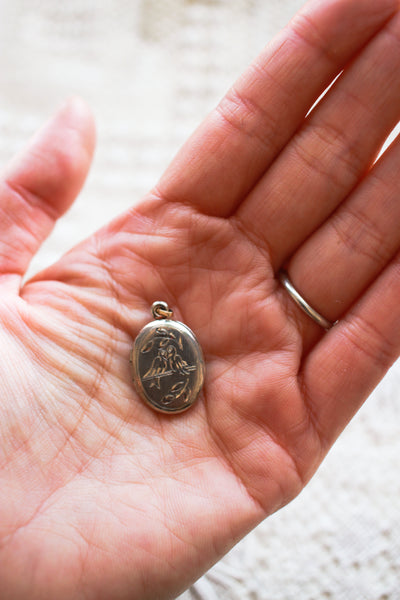 Vintage Loverbirds Locket Charm