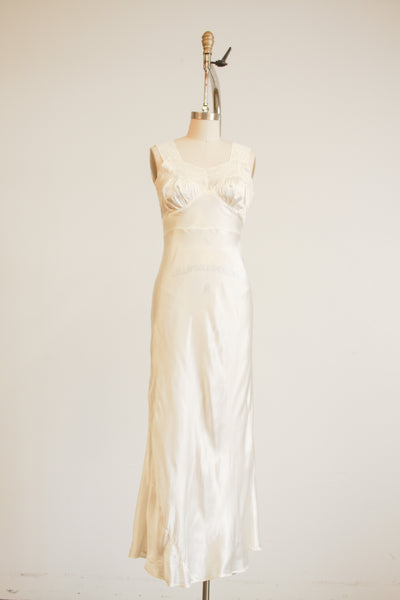 1930s Ivory Rayon Bias Slip Dress