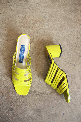 1990s Chartreuse Leather Mules | 8.5
