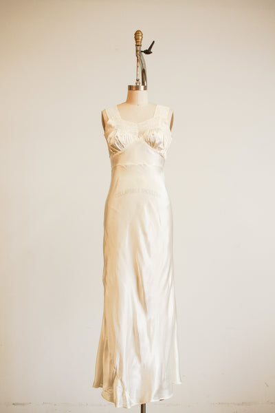 1930s Ivory Rayon Bias Slip Dress