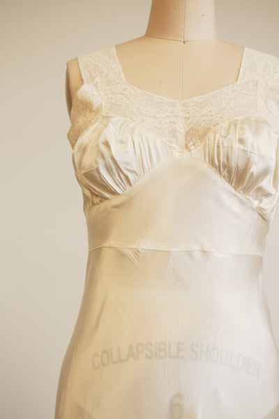 1930s Ivory Rayon Bias Slip Dress