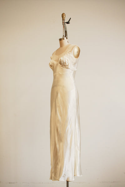 1930s Ivory Rayon Bias Slip Dress