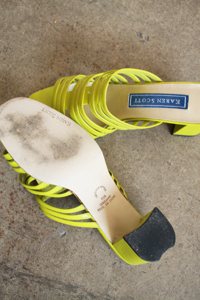 1990s Chartreuse Leather Mules | 8.5