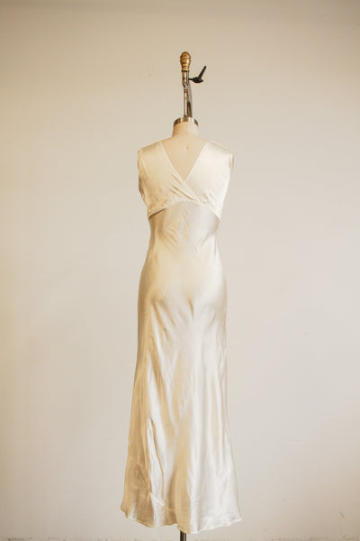 1930s Ivory Rayon Bias Slip Dress