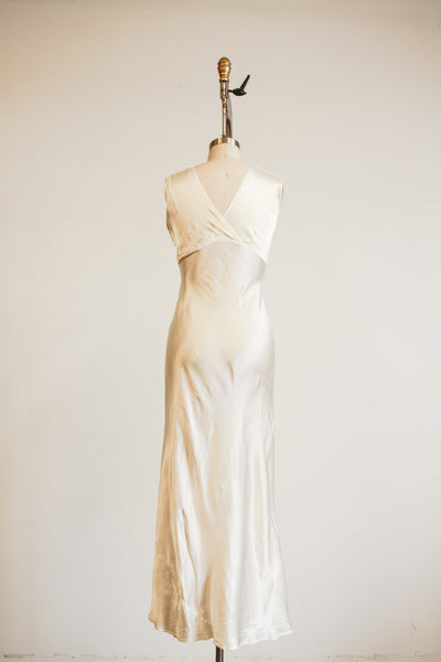1930s Ivory Rayon Bias Slip Dress