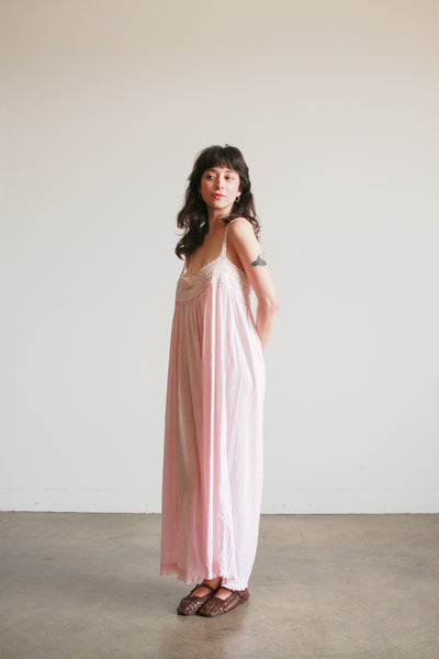 Antique Pink Cotton Crochet Bib Cami Dress