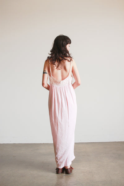 Antique Pink Cotton Crochet Bib Cami Dress