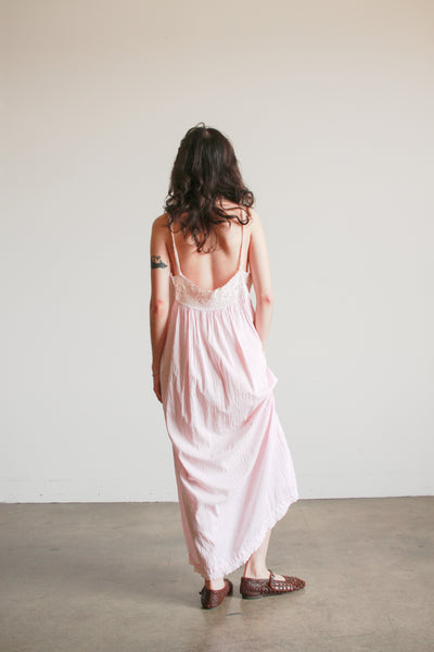 Antique Pink Cotton Crochet Bib Cami Dress