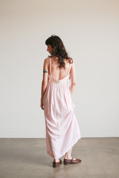Antique Pink Cotton Crochet Bib Cami Dress