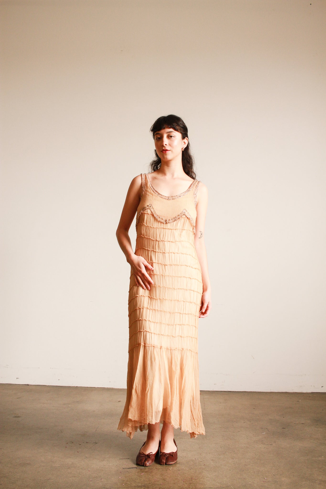 beaded tiered dress Beaded Tiered Skirt Basque Waist Mini A-Line Dress
