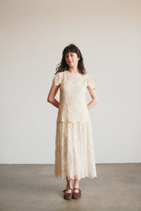 1920s Ecru Tiered Lace Dress