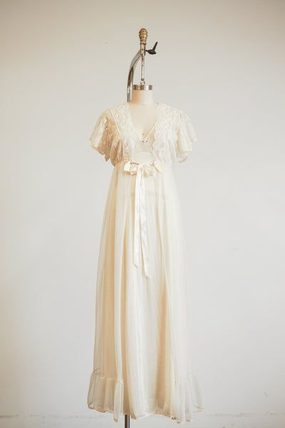 1960s Tosca of California Cream Nylon Peignoir Set