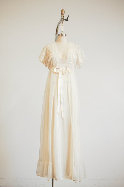 1960s Tosca of California Cream Nylon Peignoir Set