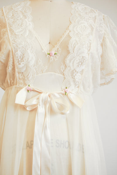 1960s Tosca of California Cream Nylon Peignoir Set