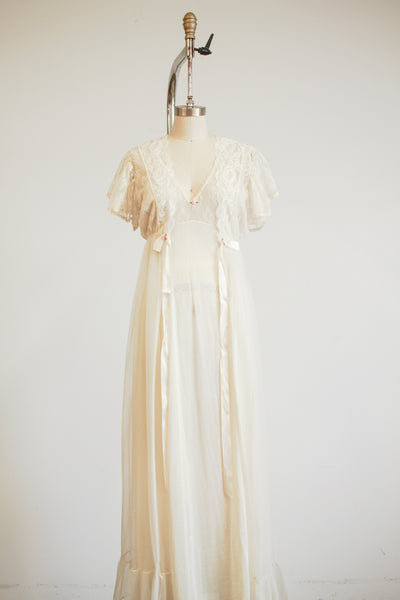 1960s Tosca of California Cream Nylon Peignoir Set