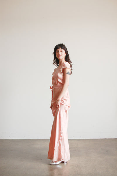1930s Ballet Pink Silk Charmeuse Bias Cut Cap Sleeve Dress – Blossom Vintage 1930s Ballet Pink Silk Charmeuse Bias Cut Cap Sleeve Dress – Blossom Vintage