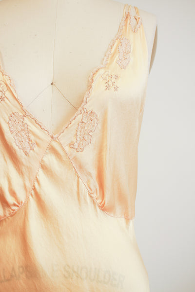 1930s Golden Yellow Silk Bias Dress