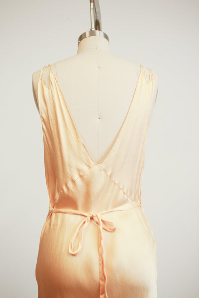1930s Golden Yellow Silk Bias Dress