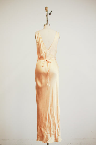 1930s Golden Yellow Silk Bias Dress