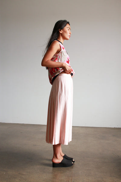 1980s Blush Pleated Midi Skirt