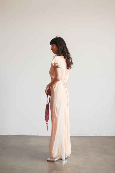 1930s Blush Pink Flutter Sleeve Bias Dress