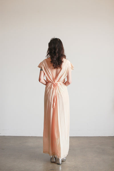 1930s Blush Pink Flutter Sleeve Bias Dress