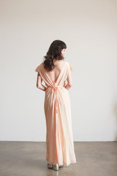 1930s Blush Pink Flutter Sleeve Bias Dress