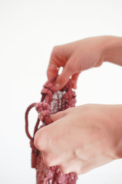 1920s Mauve Handbeaded Satchel Purse