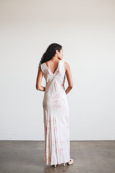 1930s Sterling Floral Print Rayon Nightgown