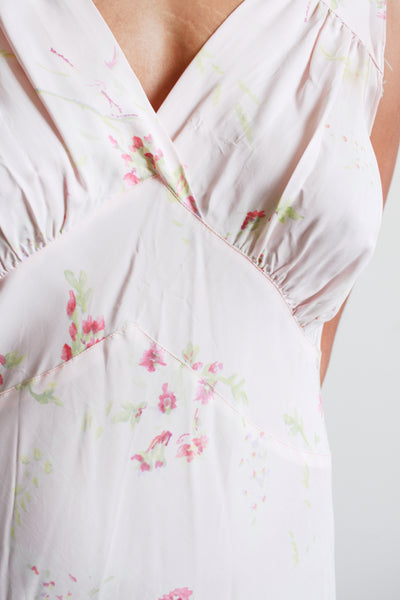 1930s Sterling Floral Print Rayon Nightgown