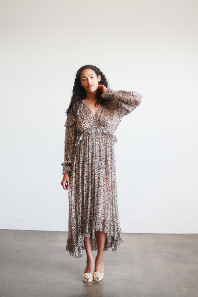 2000s Zimmerman Prima Cherry Print Chiffon Ruffle Dress