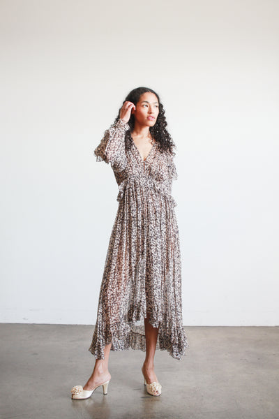 2000s Zimmerman Prima Cherry Print Chiffon Ruffle Dress