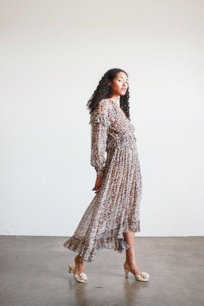 2000s Zimmerman Prima Cherry Print Chiffon Ruffle Dress