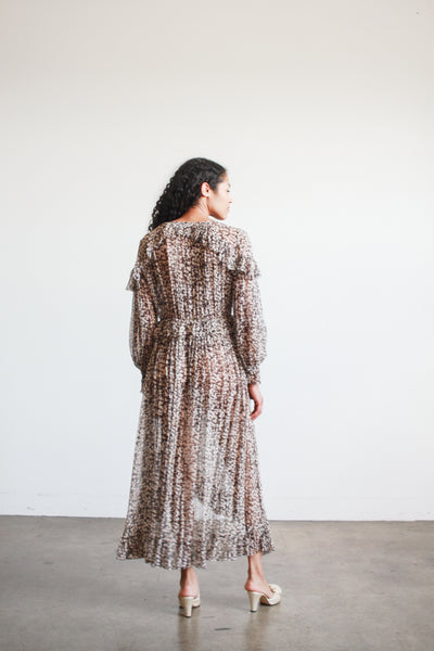 2000s Zimmerman Prima Cherry Print Chiffon Ruffle Dress