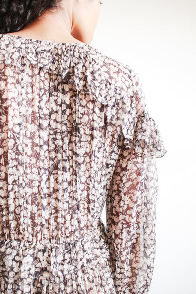 2000s Zimmerman Prima Cherry Print Chiffon Ruffle Dress