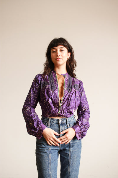 Antique Victorian Violet Silk Print Blouse