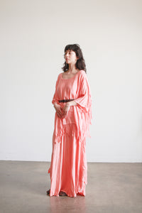1980s Laise Adzer Coral Cotton Kaftan Dress