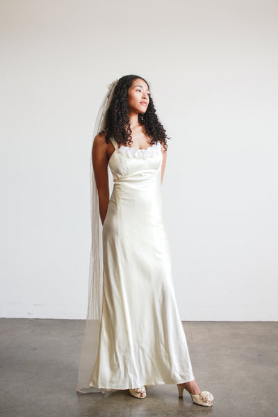 1990s Pearl Rayon Corset Bias Gown